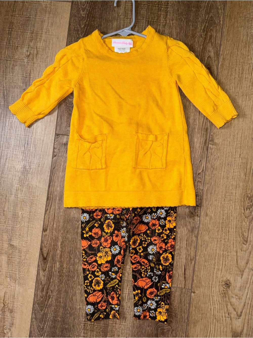 Bonnie Baby Bright Yellow Tunic with Black Floral Leggings